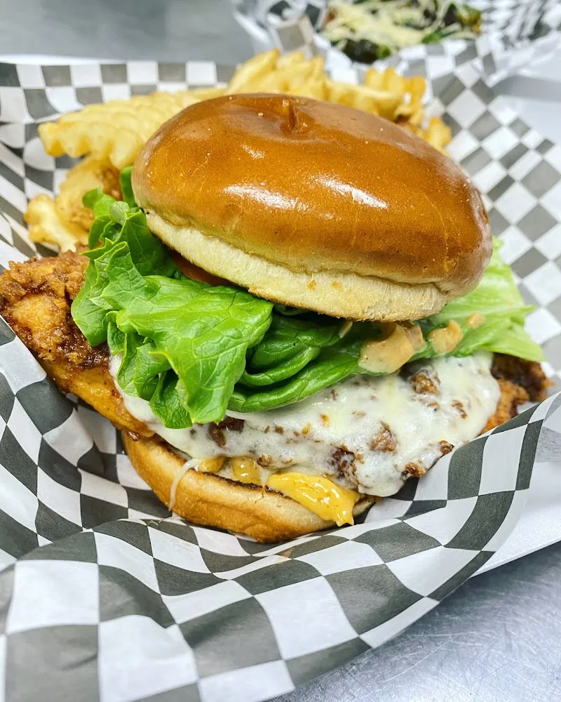 Fried Pickle Bacon Burger